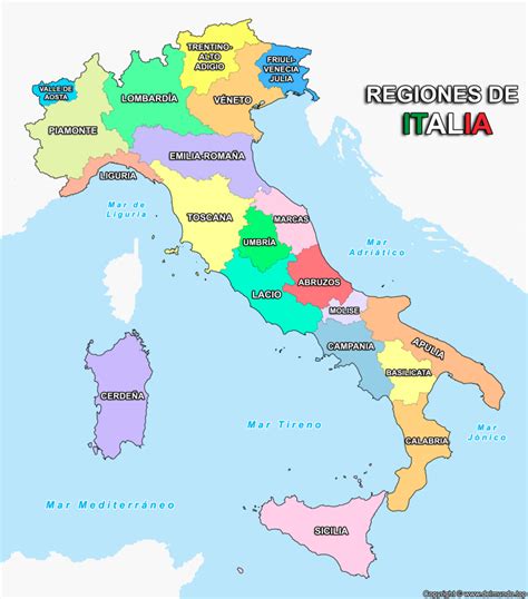 Mapa de Italia resaltando las regiones con sus tipos de pizza característicos.