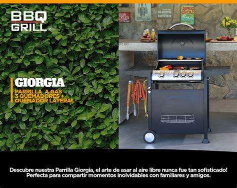Diseño general de una parrilla BBQ de 4 quemadores con quemador lateral, mostrando diferentes zonas de cocción.