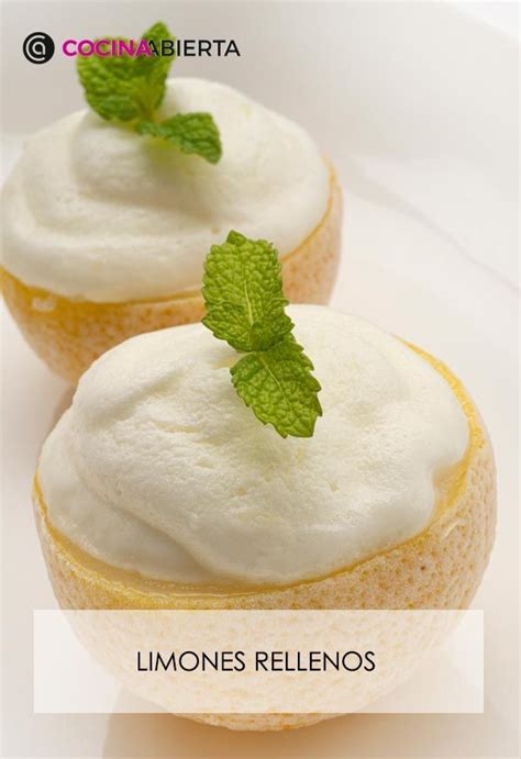 Limones rellenos cremosos decorados con menta