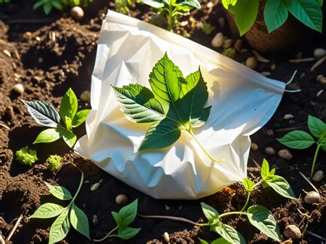 fotografía de fundas biodegradables descomponiéndose en un entorno de compostaje controlado