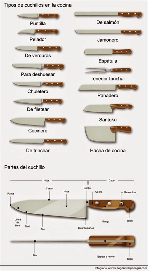 esquema: comparativa visual de los tipos de hojas de cuchillos según su función (cebollero, santoku, puntilla, deshuesador)