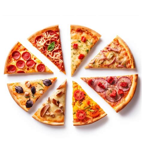 Ilustración comparativa de las porciones de pizza y su contenido calórico.