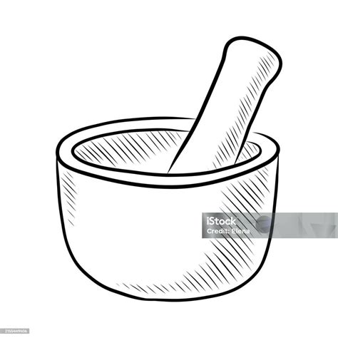 Ilustración de un mortero de coctelería de madera y sus partes.