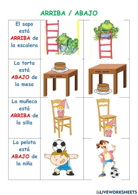 Esquema visual mostrando la progresión de los conceptos de opuestos: grande/pequeño, arriba/abajo, izquierda/derecha.