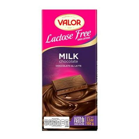 Foto de la barra de chocolate Valor Sin Lactosa de 100g sobre un fondo atractivo