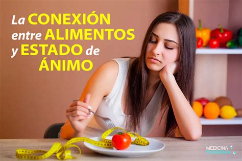 Ilustración representando la conexión entre alimentos y estado de ánimo.