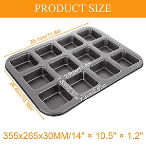 Diversos tipos de moldes para brownies, incluyendo opciones individuales y bandejas rectangulares