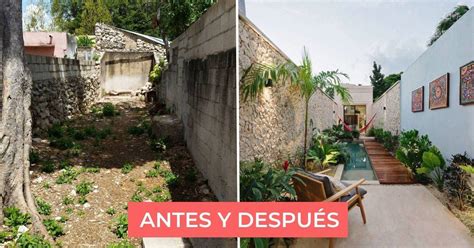 Comparativa antes y después de un patio con parrilla