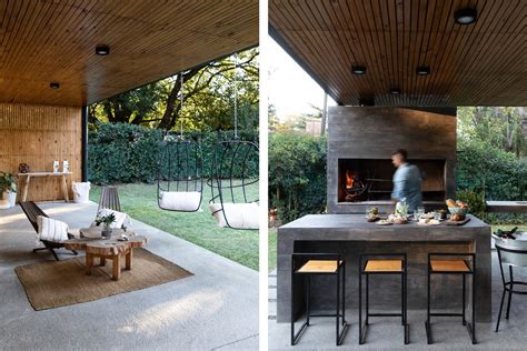 Galería moderna con parrilla y vista a la naturaleza