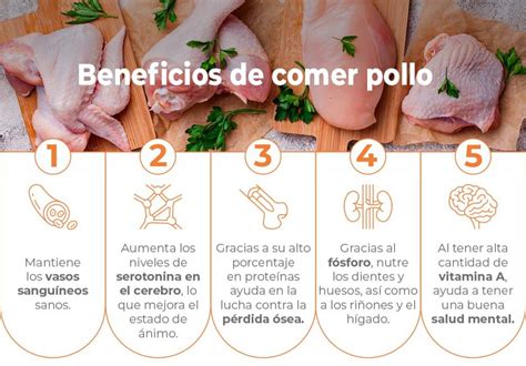 Infografía de beneficios del pollo preparado: salud, rapidez, versatilidad