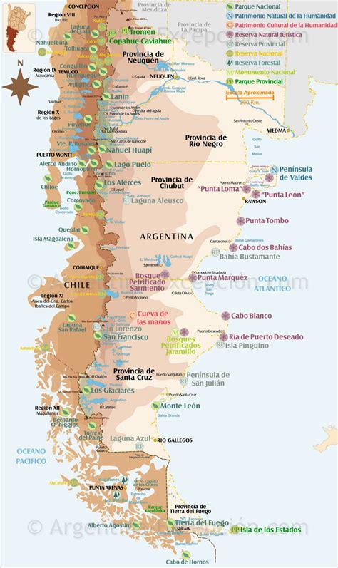 Mapa de la Patagonia chilena destacando áreas de operación de salmoneras y parques nacionales.