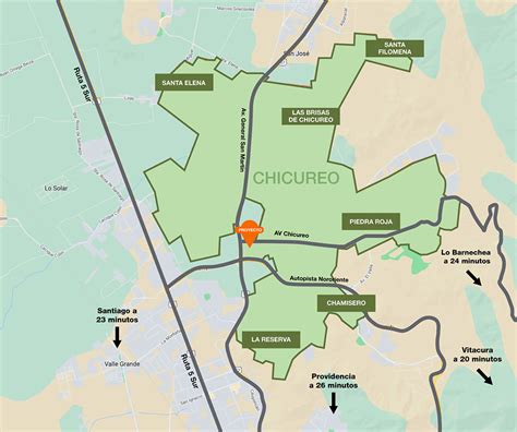 Mapa de la zona de Chicureo con restaurantes destacados