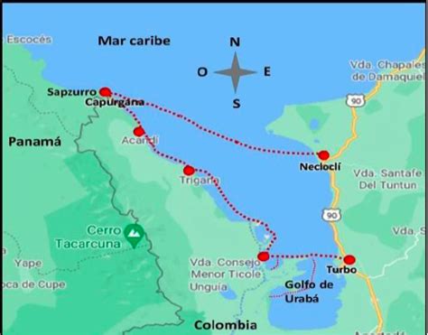 mapa de la Ruta D-43, destacando el sector Pan de Azúcar
