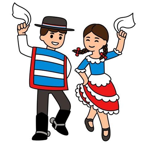 Ilustración de fonda chilena tradicional con gente celebrando
