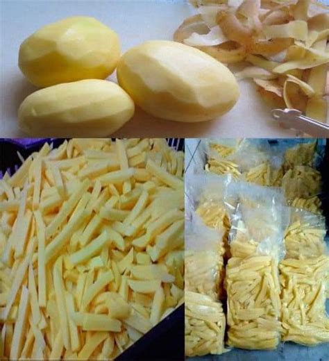 Papas Russet frescas cortadas para freír