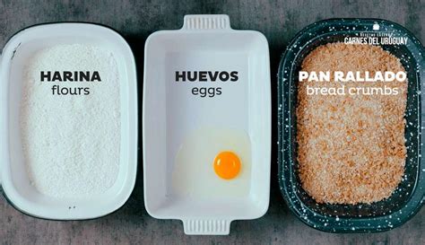 Secuencia de empanado: filete en harina, huevo y pan rallado