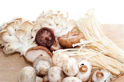 Variedad de hongos comestibles frescos.