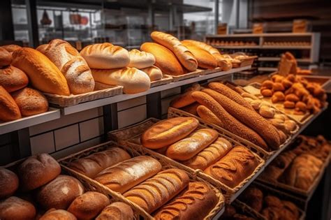 Ilustración de diferentes tipos de pan en un supermercado