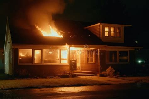 Casa en llamas en Lafayette, Indiana, vista nocturna