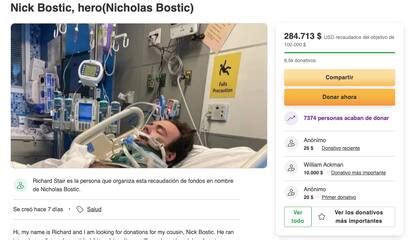 Captura de pantalla de la campaña GoFundMe para Nicholas Bostic