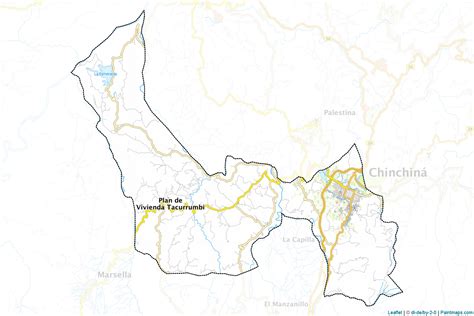 Mapa de ubicación de Chinchiná en el departamento de Caldas, Colombia