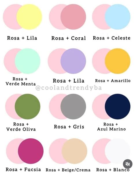 Esquema de color: Paleta de tonos que combinan con el rosa pastel (denim, marrón, caqui, negro y rojo)