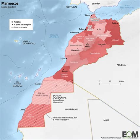Mapa de la zona de Arganeraie en el suroeste de Marruecos, donde se concentra la producción del árbol de argán.