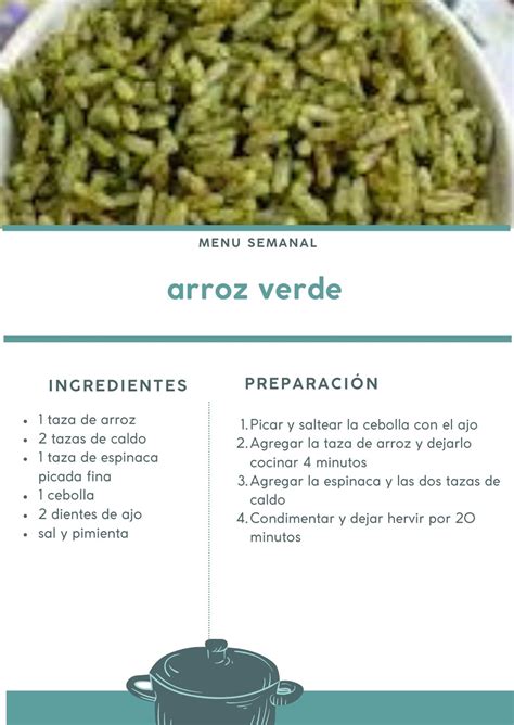 Ingredientes para el arroz verde dispuestos en la cocina