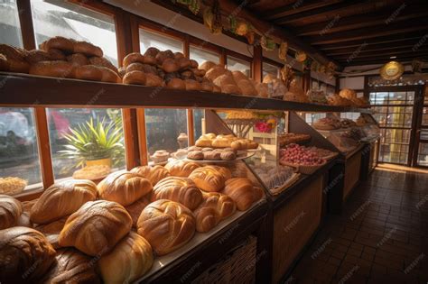 Interior de una panadería-pastelería tradicional, mostrando productos horneados y un ambiente acogedor