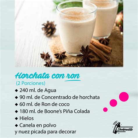 Infografía con los ingredientes principales para la horchata de arroz vegana: arroz, canela, agua, azúcar y vainilla.