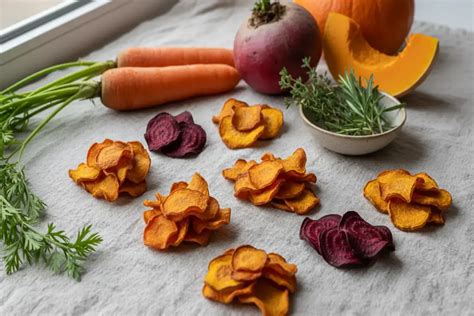 Foto de chips de zanahoria, betabel y calabacín crujientes