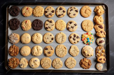 Bandeja con porciones de masa de galletas listas para hornear