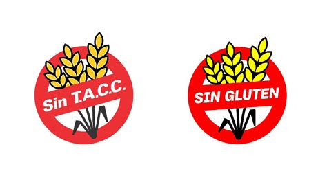 Ejemplo de etiquetas de productos, una con advertencia de gluten y otra con sello