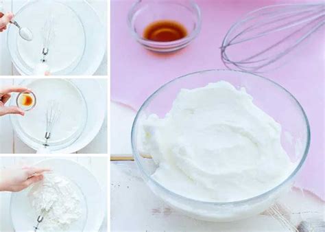 esquema de los pasos para hacer crema chantilly con claras de huevo