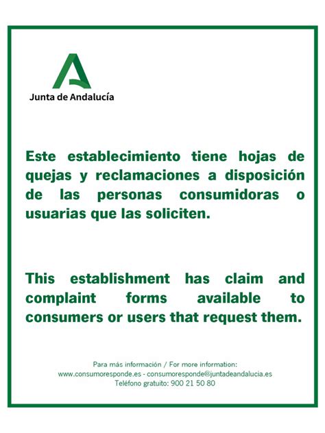 Cartel con icono de hoja de reclamaciones