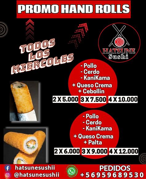 Variedad de rellenos para hand rolls