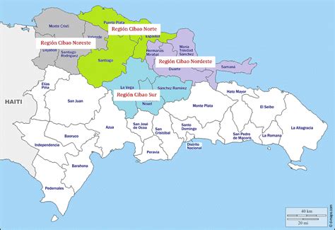 Mapa de la República Dominicana resaltando la región del Cibao y su conexión con el origen del merengue típico