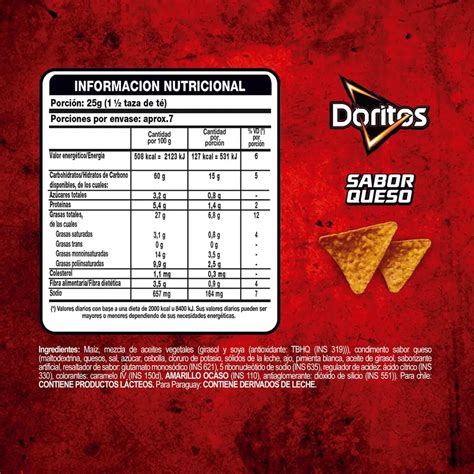 tabla nutricional detallada de los Doritos Flamin' Hot