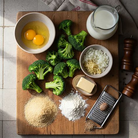 Ingredientes frescos para croquetas de brócoli y mijo