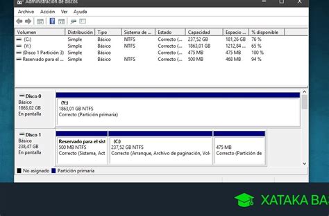 Ventana de particionamiento del disco duro en el instalador de Windows 7