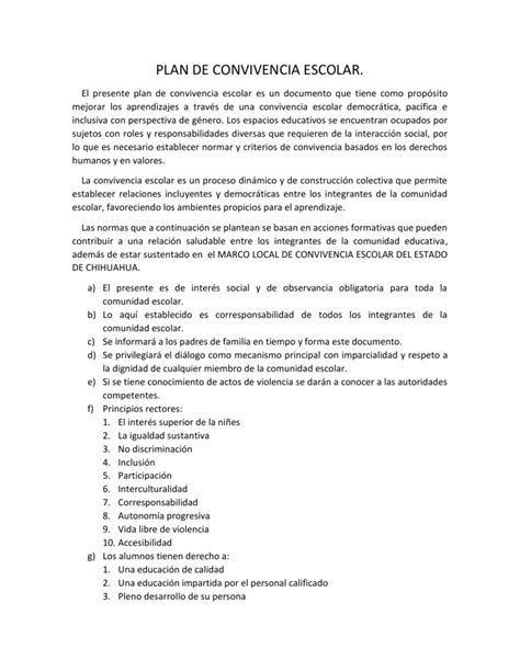 Diagrama que representa los elementos clave de un Plan de Gestión de la Convivencia Escolar