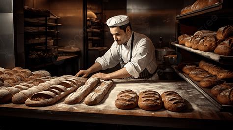 Fotografía profesional de un maestro panadero trabajando en una amasandería artesanal