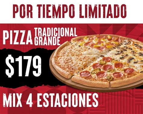 Ilustración de un menú de Pizza Hut con variedad de pizzas y acompañamientos