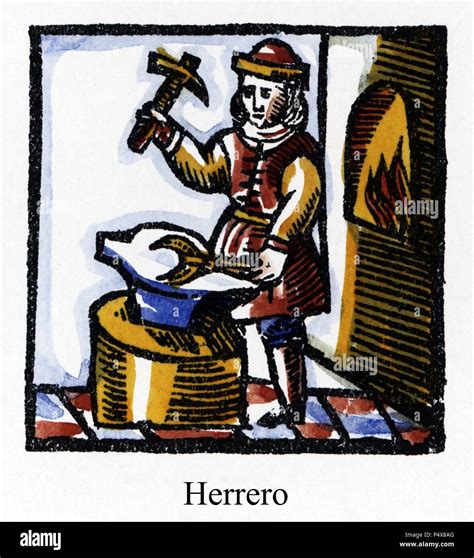 Representación de un herrero fabricando anzuelos de hierro en la Edad Media