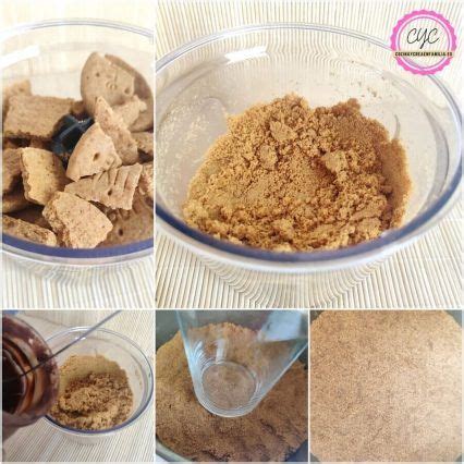 Proceso de preparación de la base de galletas y la mezcla de gelatina de limón