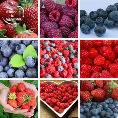 Frutas rojas frescas y maduras: fresas, frambuesas y arándanos.