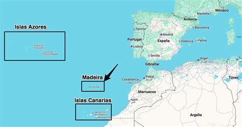 Mapa de Portugal destacando Madeira y Azores, y Hawái