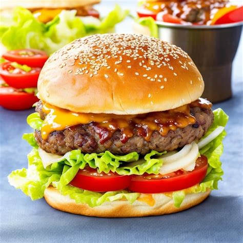 Esquema de las capas perfectas para una hamburguesa casera: pan tostado, lechuga, tomate, carne con queso fundido y salsa.