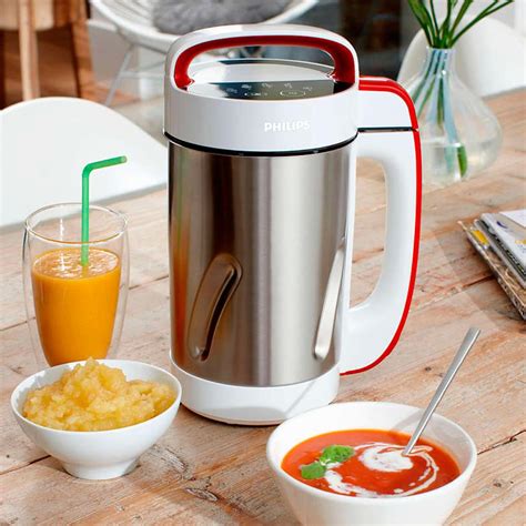 Esquema que muestra la versatilidad de la SoupMaker para preparar sopas, compotas y batidos de forma automatizada