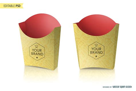 Diseño de empaque vertical para papas fritas con espacio para branding
